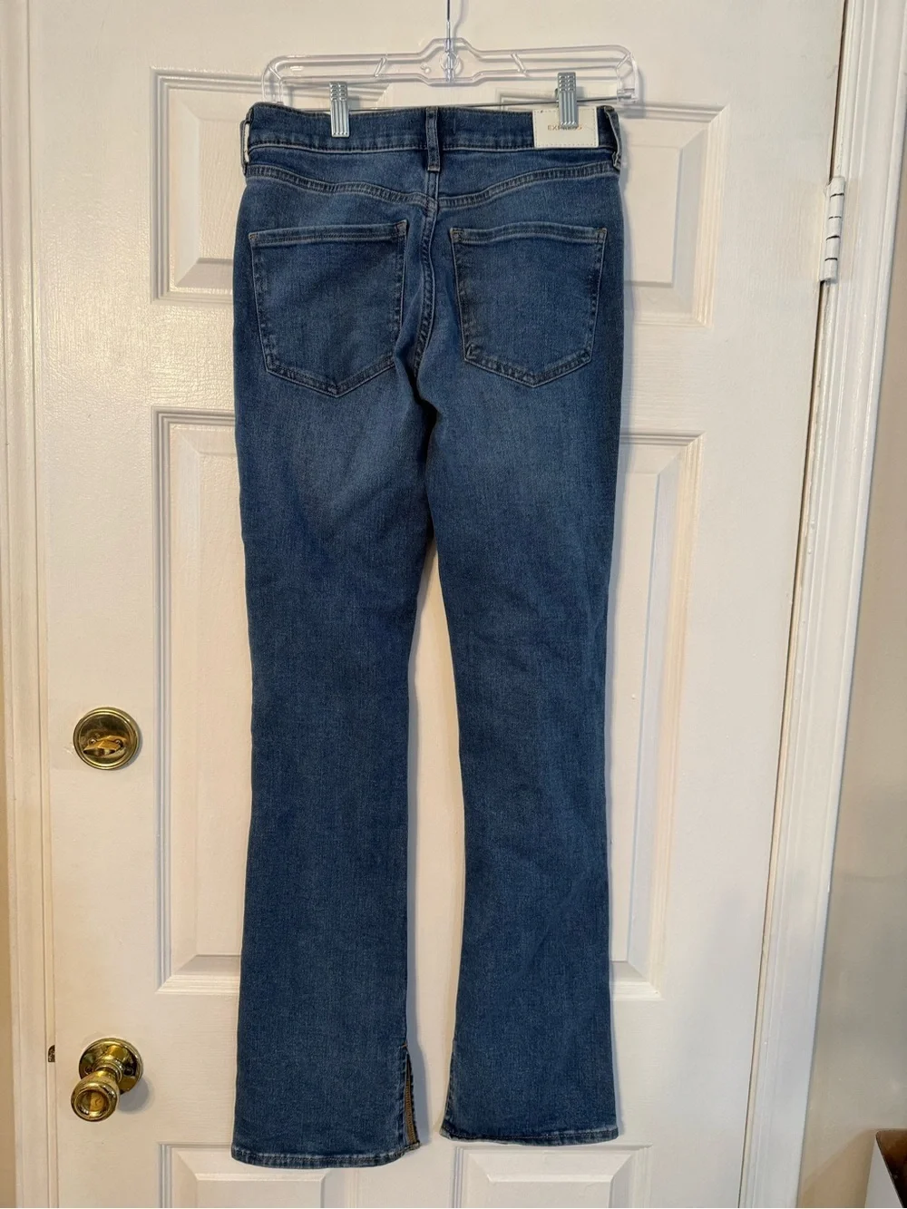 Express Mid-Rise Dark Blue Flare Jeans